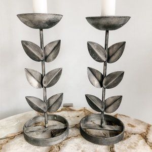Vintage 1970s Scandinavian Silver Leaf Candlestick
